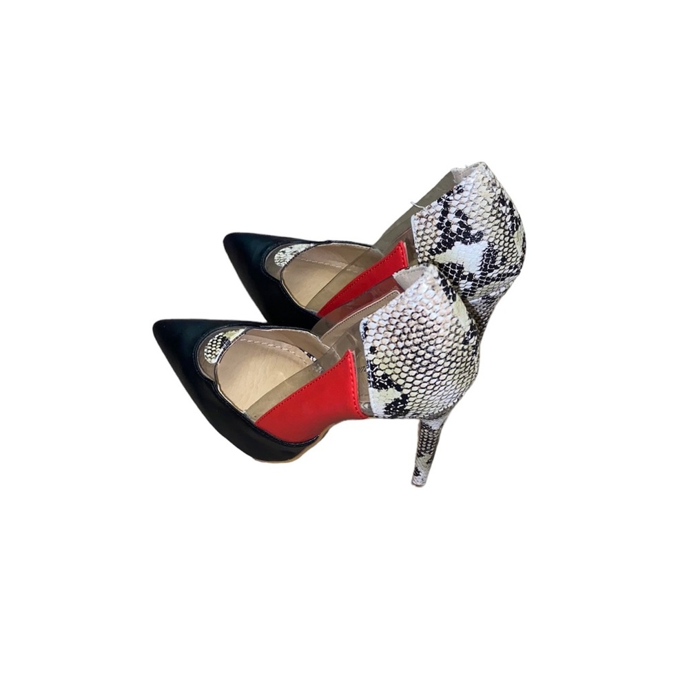 Sleek Snake Felt Red Stilettos Heels size 7